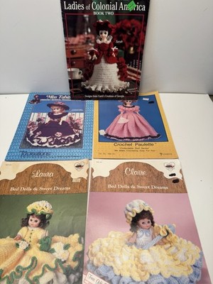 5 Crochet Doll Patterns Booklets Paulette Miss Tabitha Laura Claire Ladies Ameri