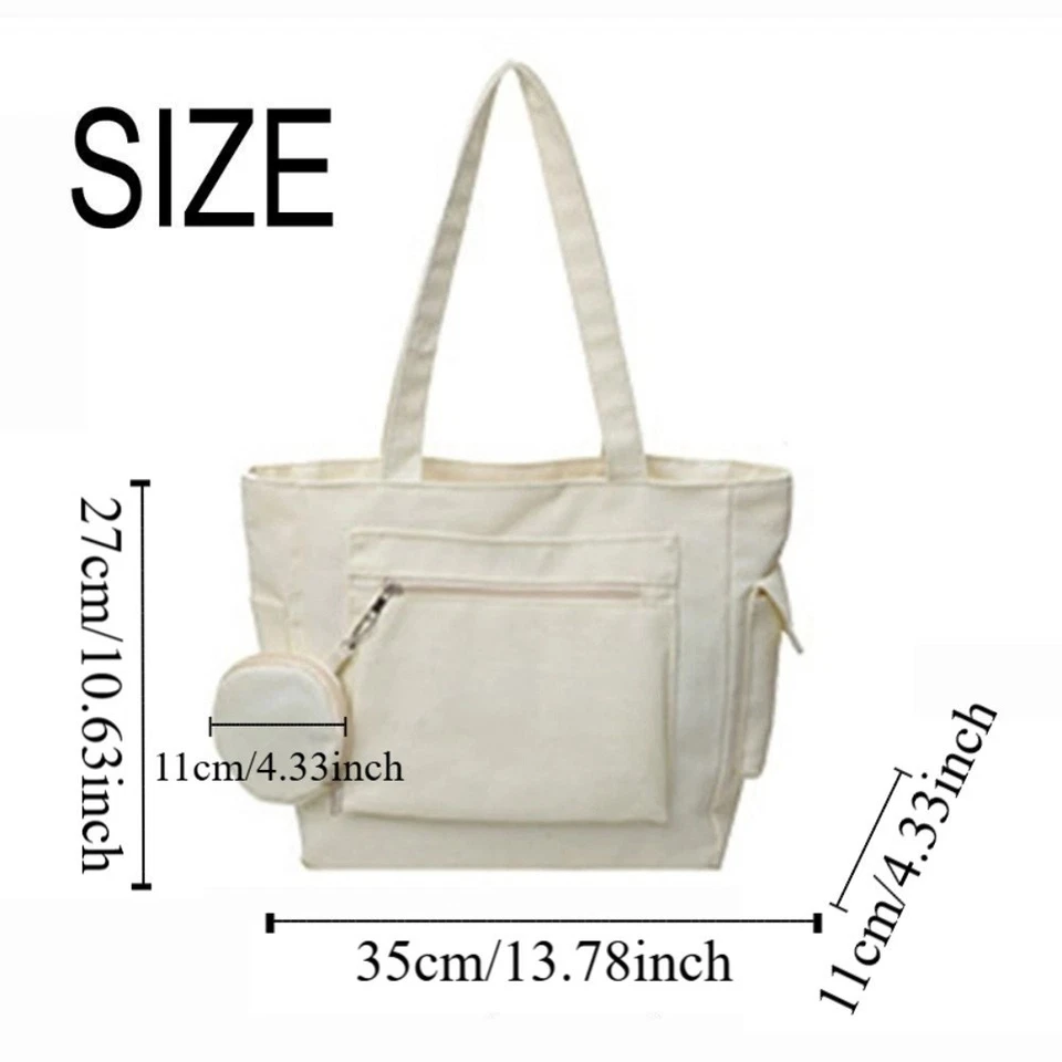 Simple Student Tote Bag Large Capacity Shopping Handbag Work Travel - image 2 of 4