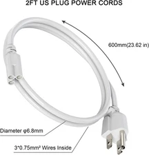 T8  2FT Power Cord Cable Plug with 3-Prong US For Integrated Tube Light Fixture