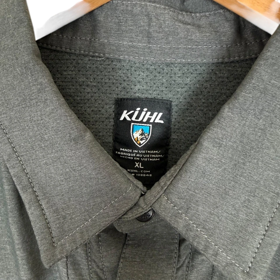 Camisa KUHL Airspeed XL Manga Larga Abotonada Gris Carbón Exterior Bolsillos en el Pecho Foto 3 de 4