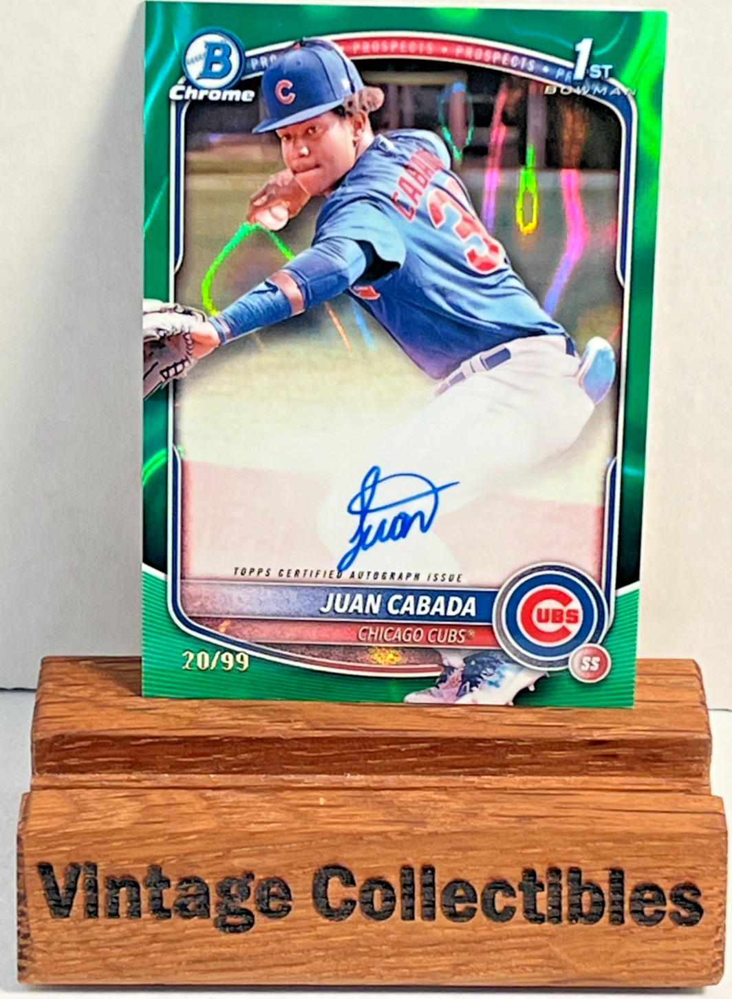 2025 Bowman Chrome Juan Cabada Green Lava Refractor Auto /99 #CPA-JC 1st Cubs