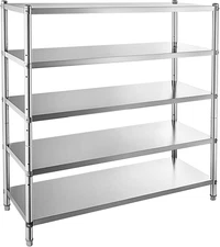 Stainless Steel Shelving 48X18.5 Inch 5 Tier Adjustable Shelf Storage Unit Stain
