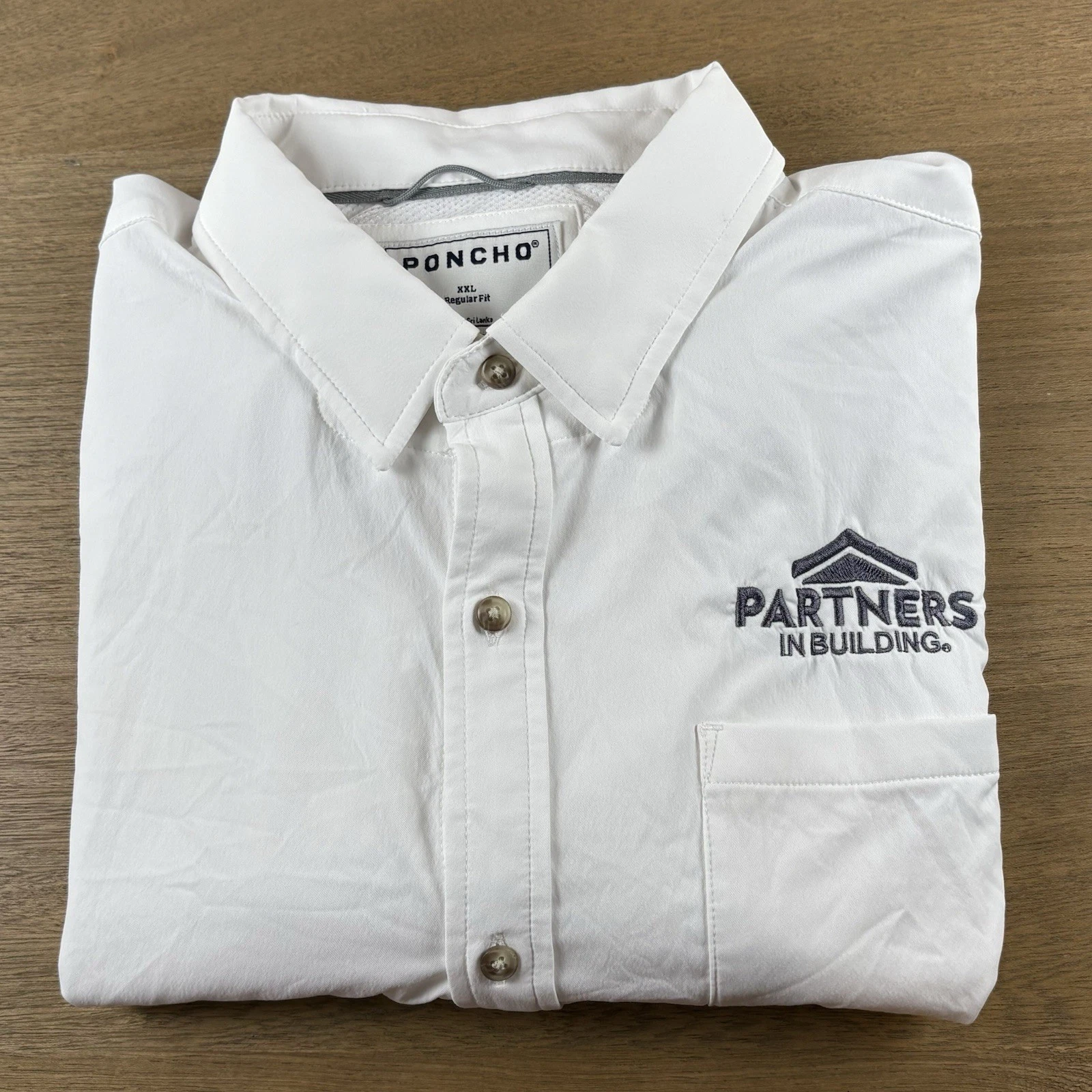 Poncho Shirt Mens XXL Regular Fit White L/S Button Up Outdoor Fishing Logo
