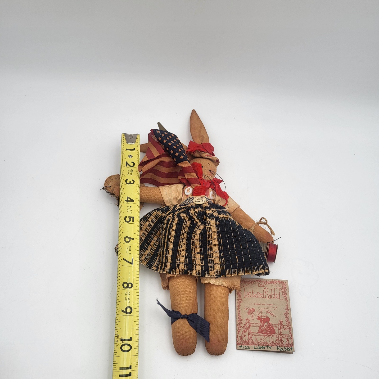 Vintage 1994 The Tattered Rabbit Doll "Miss Liberty Rabbit" 10'' SIGNED!