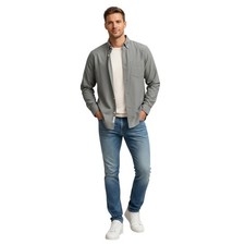 J Crew -NWOT Classic Fit Secret Wash Shirt Mens Medium Stretch Button Down Gray