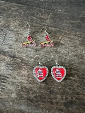 NEW TWO (2) PACK OF MLB ST LOUIS CARDINALS DANGLE DROP EARRINGS BASEBALL