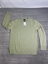 H M Green Slim Fit Fine-Knit Sweater 100 Cotton NEW NWT