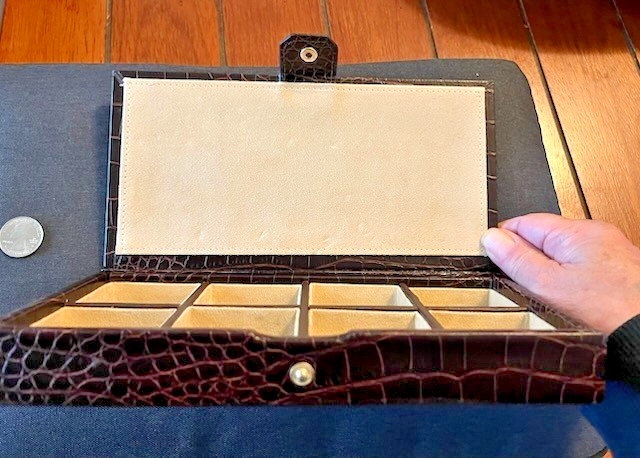 Drexel Heritage Alligator Leather & Suede Jewelry Box Compartment Organizer