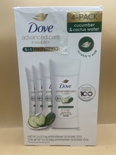 4PK Dove 5 in 1 Invisible Antiperspirant Deodorant Cucumber Cactus Water 2.6 oz