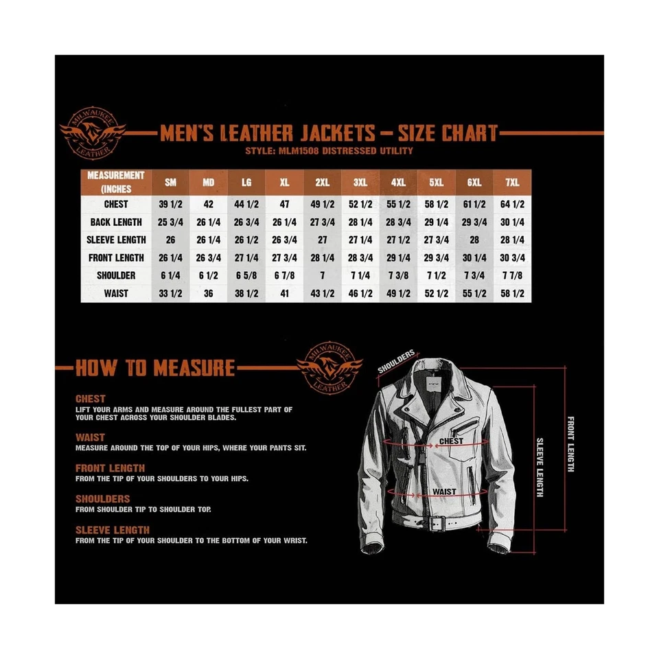 Chaqueta de motocicleta Milwaukee Leather MLM1506 de cuero premium negra para hombre con... Foto 3 de 4