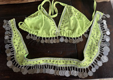 REAL INTERNATIONAL COINS Handmade Belly Dancer Belt and Bikini Top Bollywood