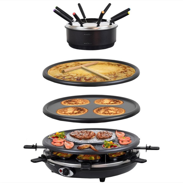 8Er 4In1 Raclette Mit Fondue | Tischgrill | Emailliert Wades-image