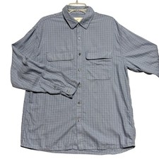 Abercrombie  Fitch Mens Blue Grid Check Relaxed Fit Button Up Shirt Medium M