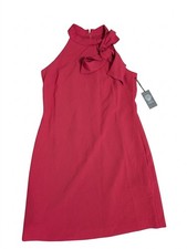 NWT Vince Camuto Red Bow Halter Neck Crepe Shift Dress Size 10 Wedding Guest