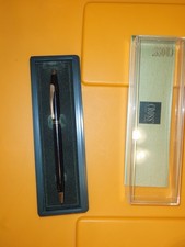 Vintage Cross Double Banded Gloss Black lacquer  Gold Trim Ballpoint Pen