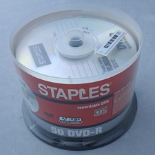 STAPLES 50 DVD-R Spindle Pack ~ 4.7GB/2 hours 8x [NIB]