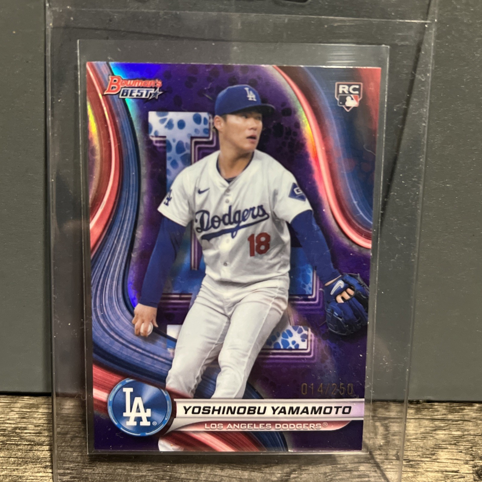 2024 Bowman's Best - Yoshinobu Yamamoto #34 Purple Refractor 14/250 (RC) Dodgers