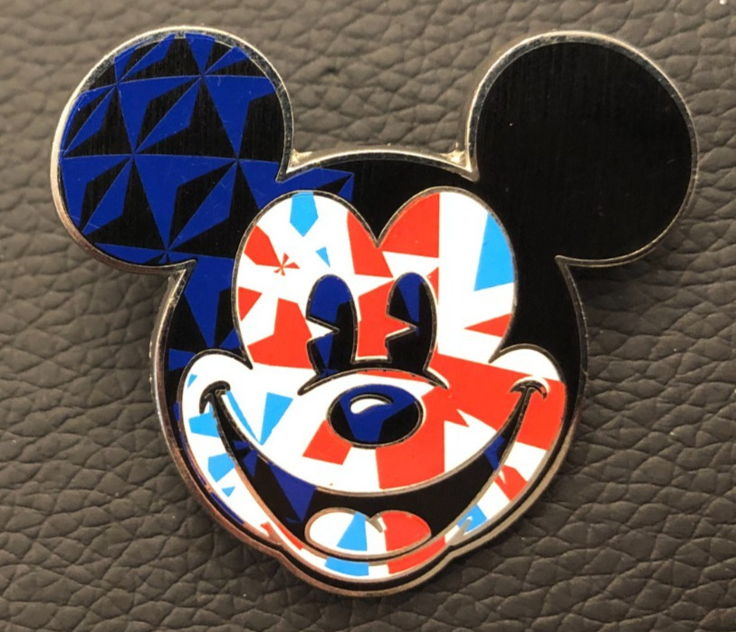 Disney pin 135971 Mickey Mouse Head United Kingdom Flag EPCOT World Showcase