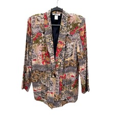 Kensington Square VTG Floral Abstract Blazer Jacket M Womens USA Multicolor Bold