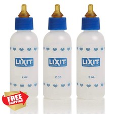 Lixit 2oz Kitten Puppy Nursing Bottle, Small Animal Feeder USA (3 Pack)