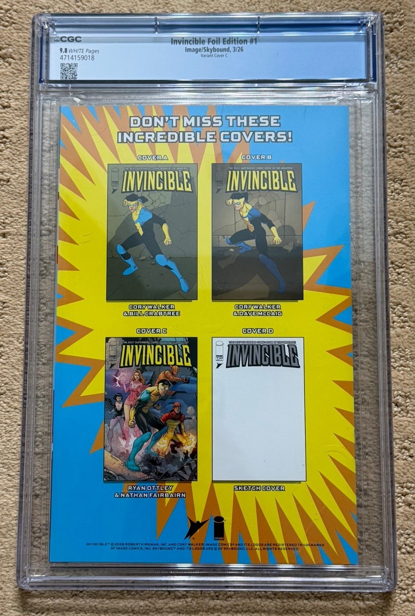 Invincible #1 - CGC 9.8 Ryan Ottley Foil Cover Variant C 3/26 | eBay