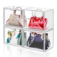 DILIBRA 4 Packs Clear Plastic Handbag Storage Organizer for Closet, Acrylic D...