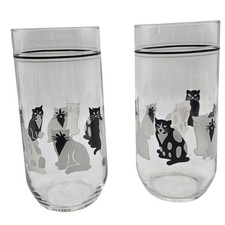 Luminarc Cat Drinking Glasses Set of 2 Vintag...