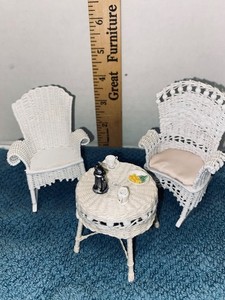 1:12 Scale White Wicker Dollhouse furniture