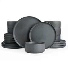 Star Plates and Bowls Sets, Modern Stoneware Dinnerware Sets for 6, 18-Piece ...