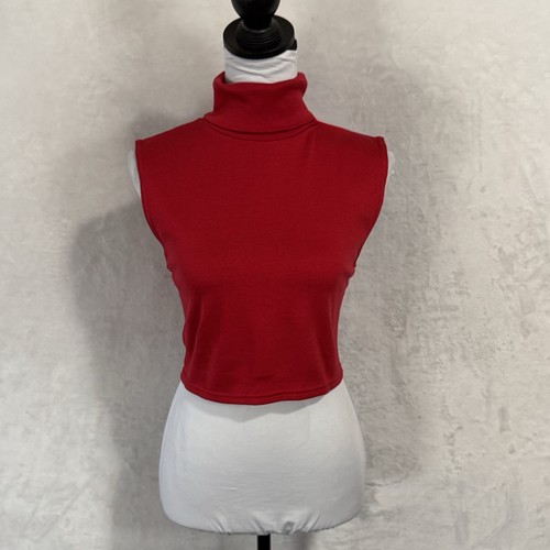 NEW Vintage White Stag Sleeveless Turtleneck Crop Top XL Red Made In USA 90s Y2K - Picture 11 of 11