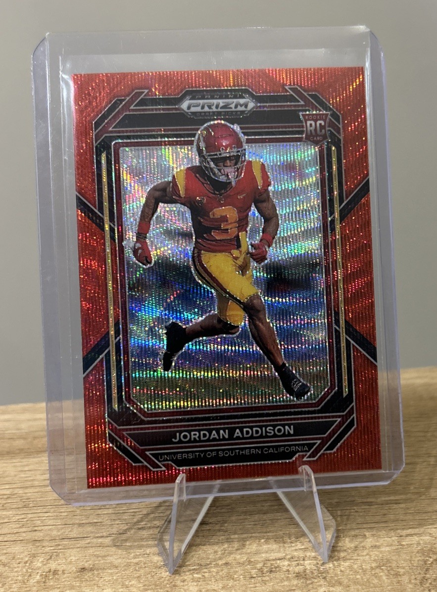 2023 Panini Prizm Draft Picks - Jordan Addison #136 Ruby Wave Prizm (RC) USC