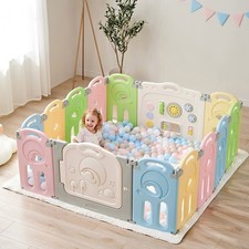 Cloud Castle Foldable Playpen, Baby Safety Play Yard with Writing Whiteboard ...