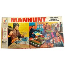 Manhunt Board Game Electronic Computer Detective Milton Bradley 1972 Vintage