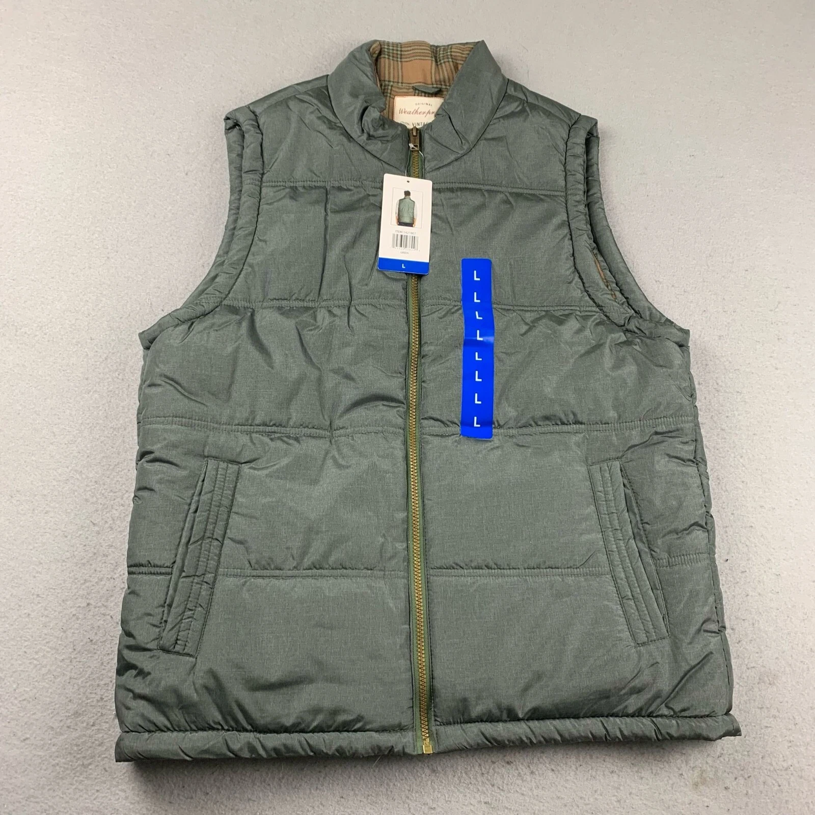 Weatherproof Vest Mens Large Green Full Zip Lined Filled Windbreaker NWT