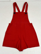 Vintage Overall Shorts American Apparel Size S Y2K Red Cotton Poly Knit Made US