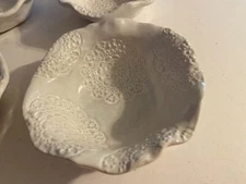 Frontgate Set Of 4 Bowls Salad,Soup Ivory Floral 7" Across