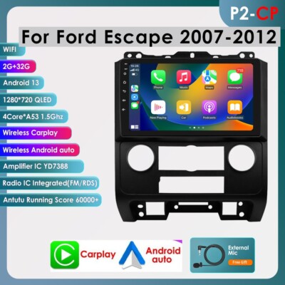 Car GPS Navi Carplay Stereo Radio Player For Ford Escape 2007-2012 Android 12