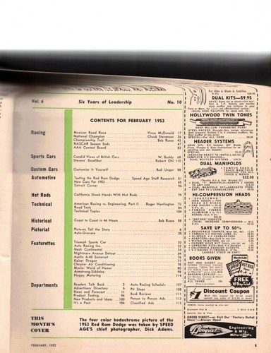 SPEED AGE MAGAZINE FEBUARY 1953 RED RAM DODGE,MEXICAN ROAD RACE COVERAGE - Picture 3 of 3