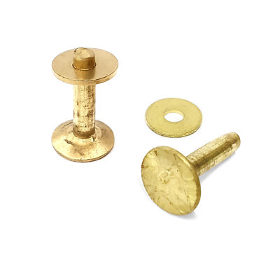 (0,73 EUR/Stck) Messingnieten & Scheiben 25 mm, 50 Stck. #9 Vollmessing