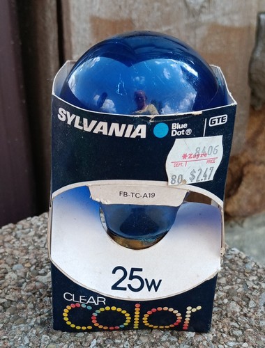 FREE SHIP SYLVANIA FB-TC-A19 Clear Blue Bulb, 25 Watt, 130 V - TESTED VTG ~ZAYRE - Picture 4 of 10