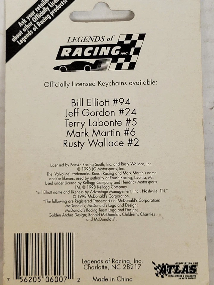 NASCAR - Mark Martin 1:87 Scale Keychain, New - Image 2 of 2
