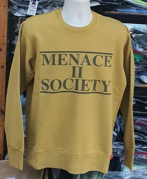 Sweat col rond SS14 Supreme Menace II Society taille M moutarde moyen rare