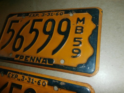 2 Vintage PA Pennsylvania Motor Boat License Plates 1959 MB 56599 - Picture 5 of 7