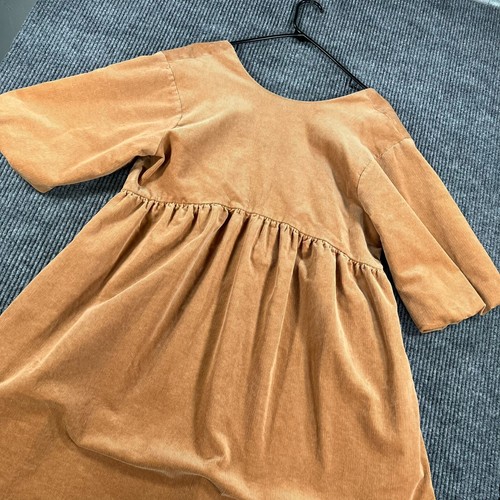 Everlane Baby Doll Puff Sleeve Dress Womens Size Medium Brown Corduroy