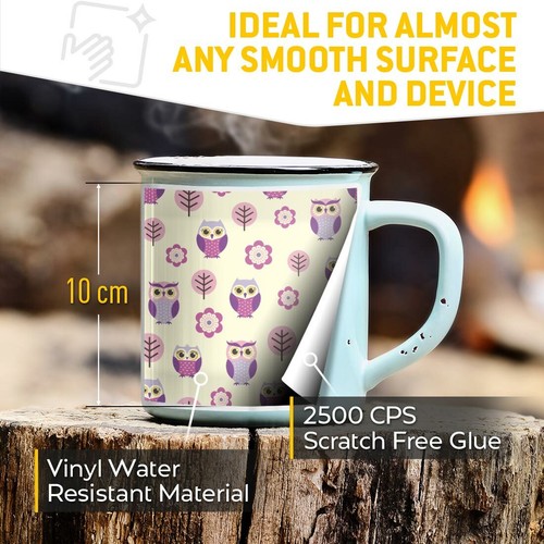 2 x Square Stickers 10 cm - Purple Pink Owl Pattern Forest #46227 - 第 3/9 張圖片
