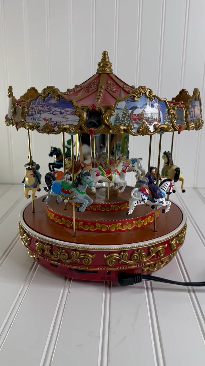 MR CHRISTMAS Triple Decker Carousel Animated Musical Plays Songs
