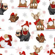 Flannel Gnomies By Henry Glass - Multi Gnomes Woodland Animals 9266-89