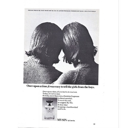 My Sin by Lanvin Perfume Advertisement 1960s Vintage Print Ad 9 inch Tall