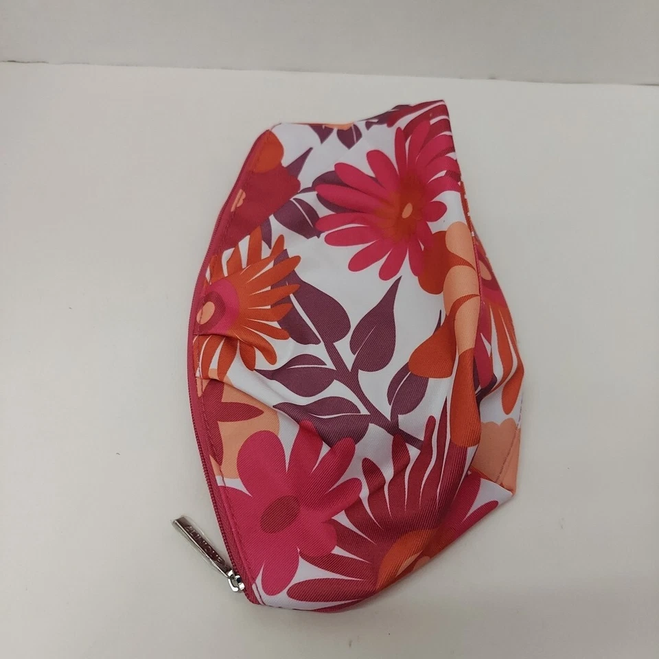 Conjunto de bolsa de maquillaje vintage Clinique girasol rosa naranja nuevo sin etiquetas cosméticos retro años 70 Foto 3 de 4