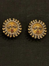 Vintage LUNCH AT THE RITZ Celestial Sun Face - SOLAR SORBET - Clip-ons